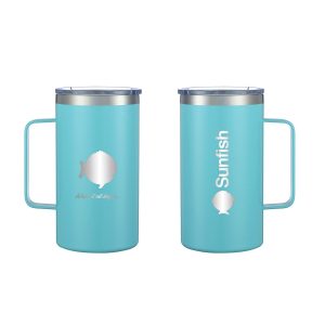 Sunfish 24 oz Vacuum Insulated Mug with Handle, Teal