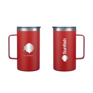 Sunfish 24 oz Vacuum Insulated Mug with Handle, Red