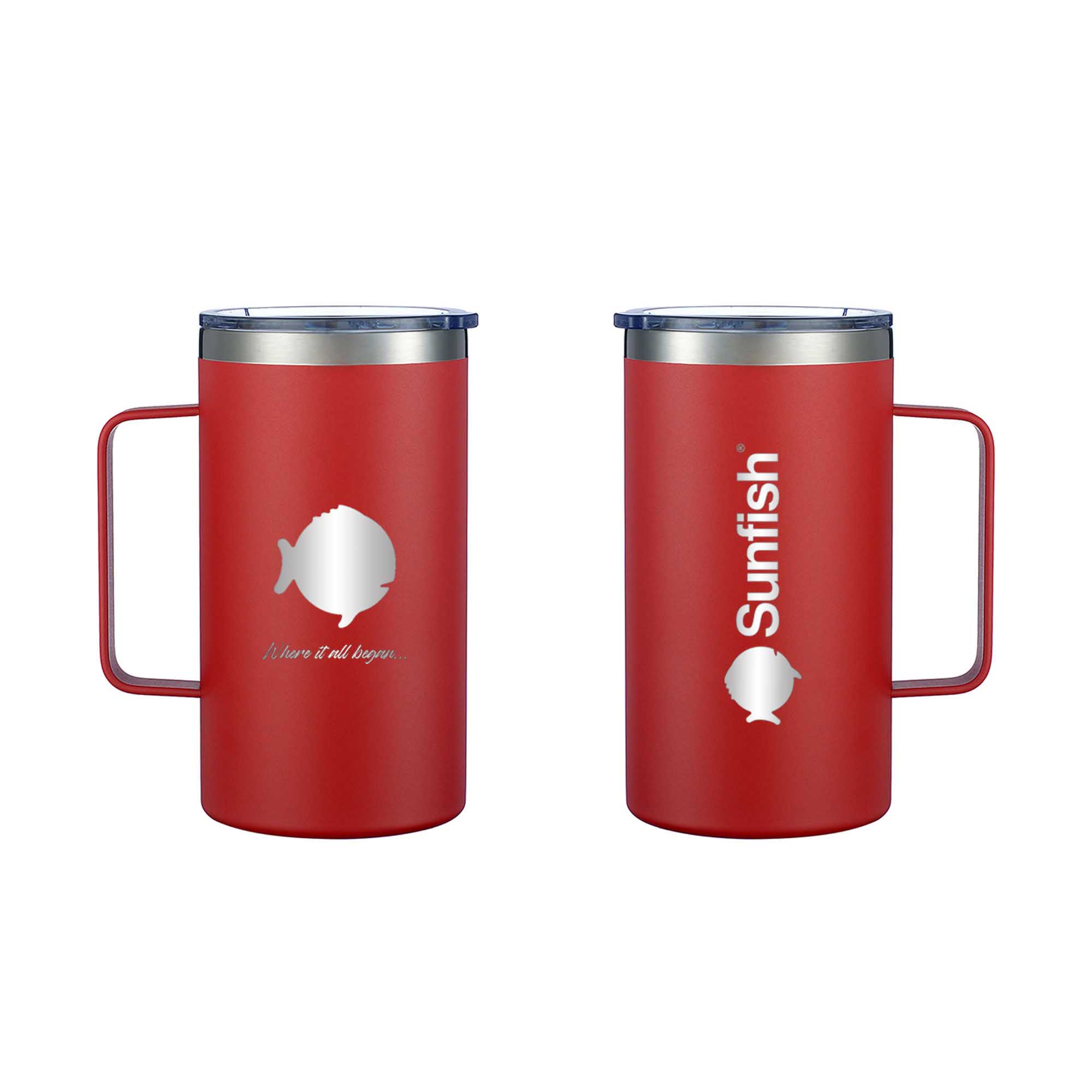 Sunfish 24 oz Vacuum Insulated Mug with Handle, Red